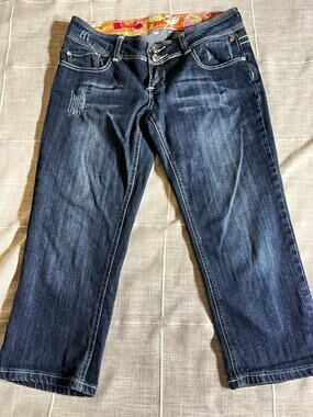 Miss Slim Skinny Crop Jean Junior Dark Wash Blue Stretch 5-Pocket Size 6
